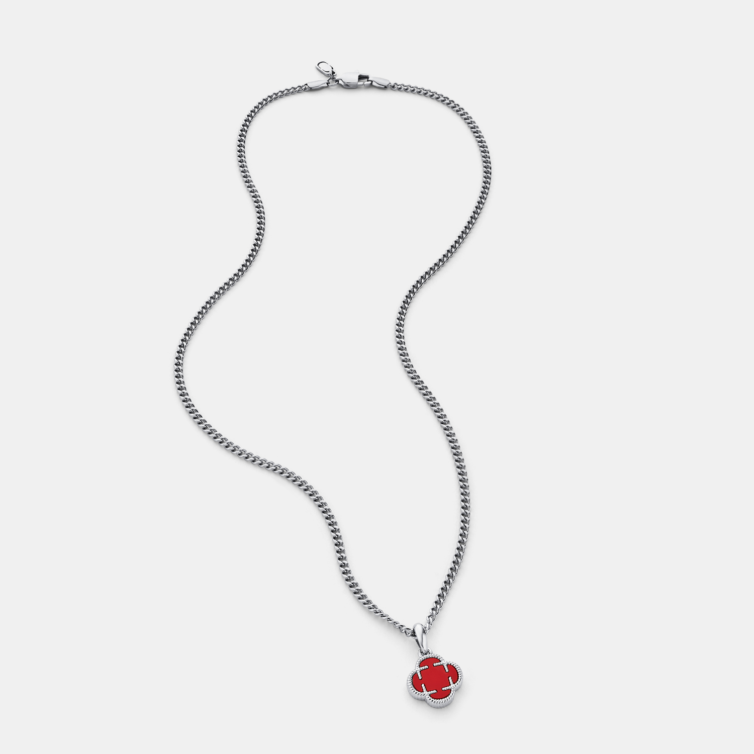 Red Clover Stone Pendant (Silver)