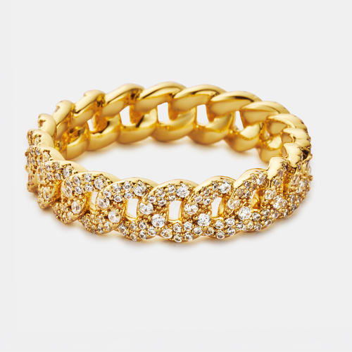 Iced Cuban Band Ring (Gold) 6mm