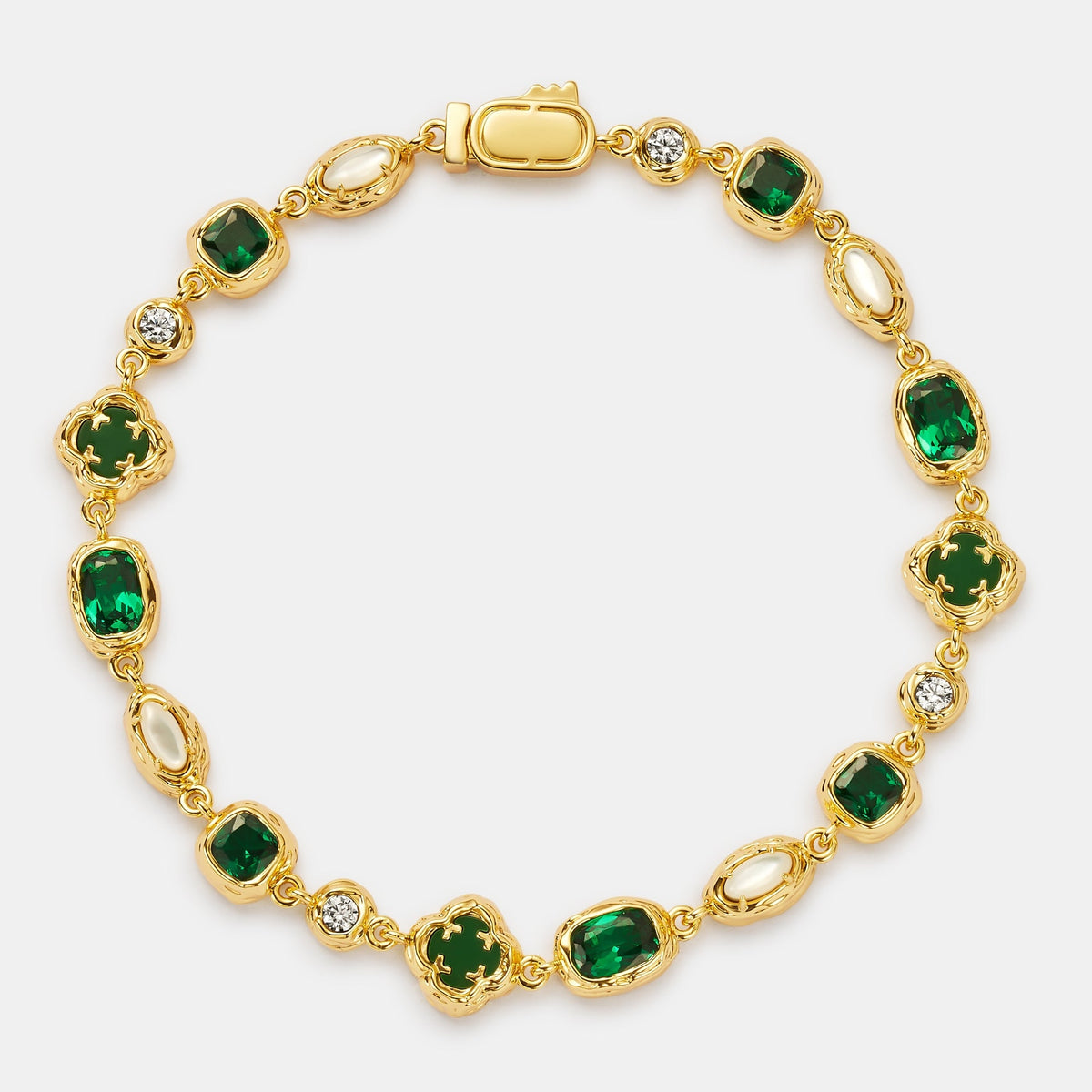 Melted Emerald Gemstone Bracelet (Gold)