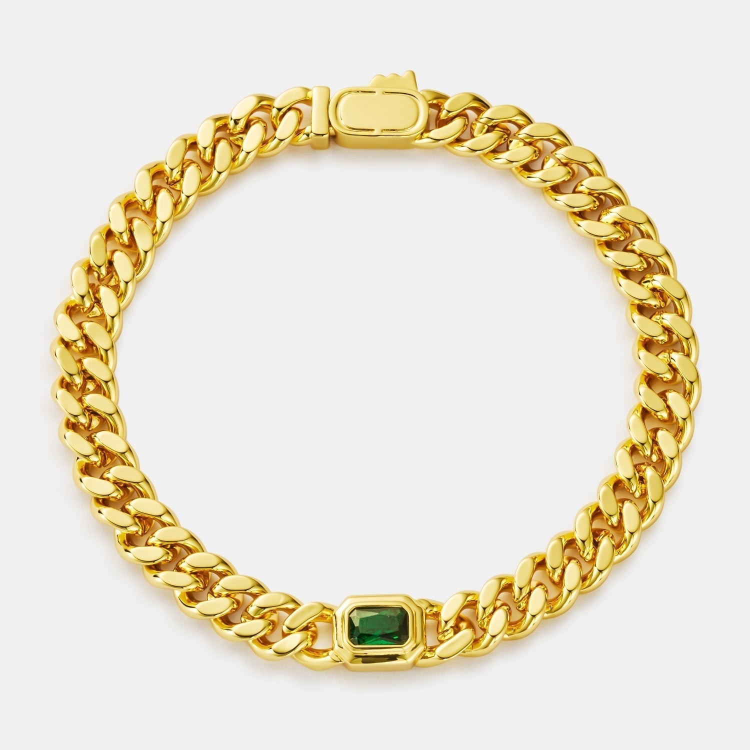 Emerald Cuban Bracelet (Gold) 6mm