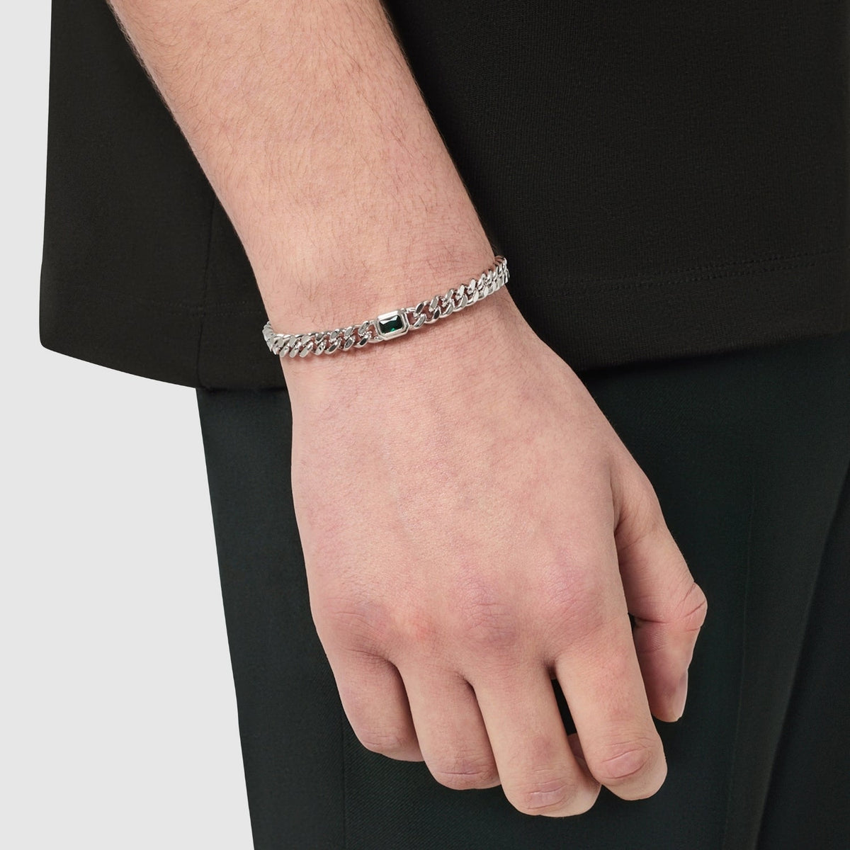 Emerald Cuban Bracelet (Silver) 6mm