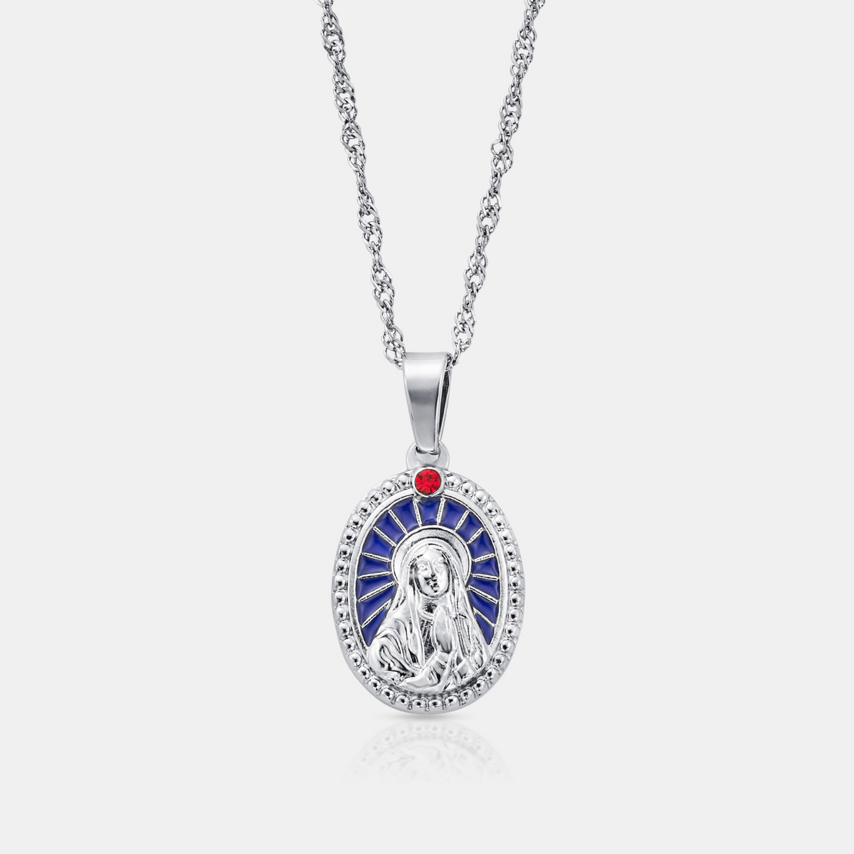 Enamel Virgin Mary (Silver)