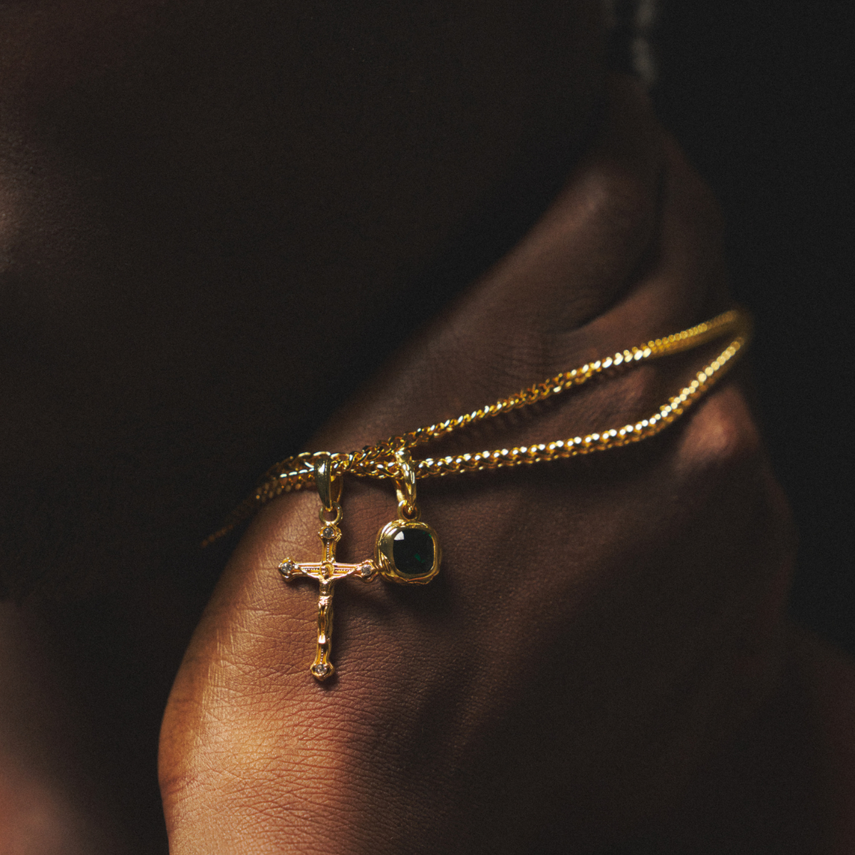 Melted Emerald Stone (18ct Gold) | Sterling Silver