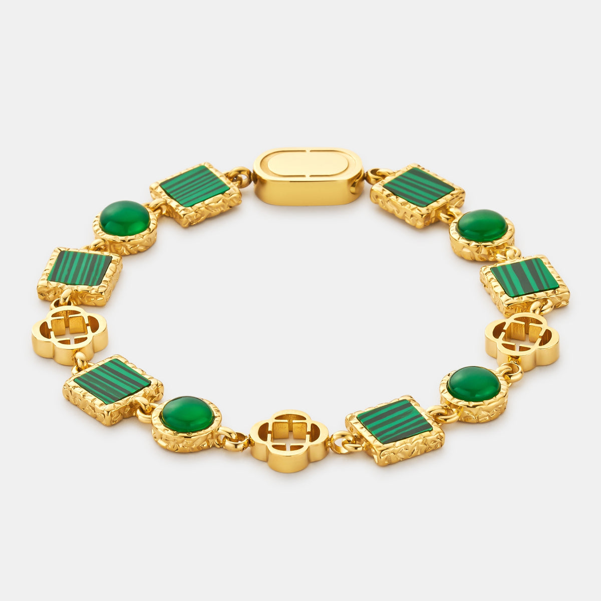 Green Quartz Gemstone Bracelet (Gold)
