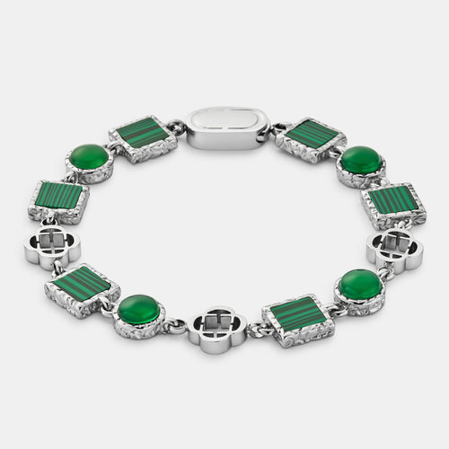 Green Quartz Gemstone Bracelet (Silver)