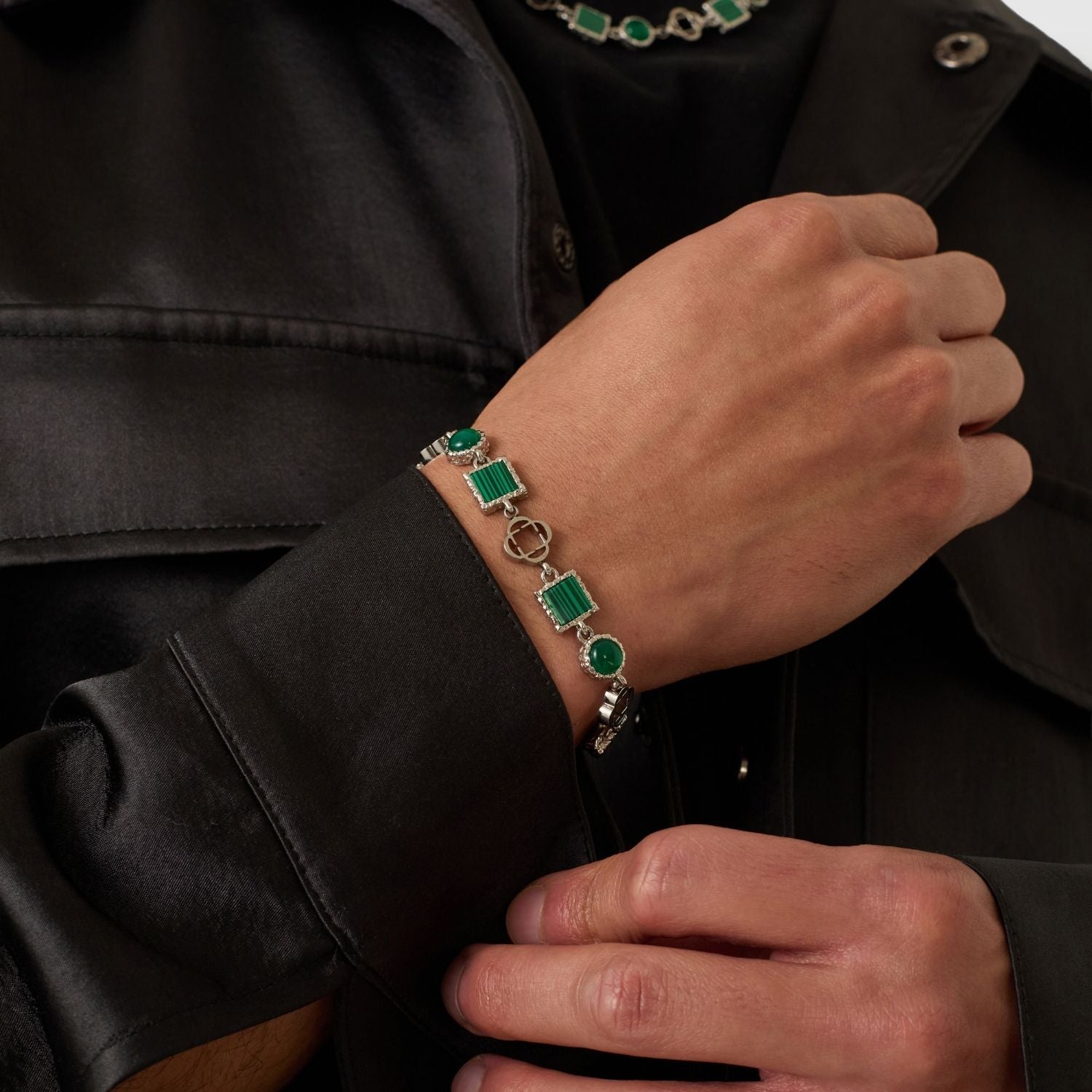 Green Quartz Gemstone Bracelet (Silver)