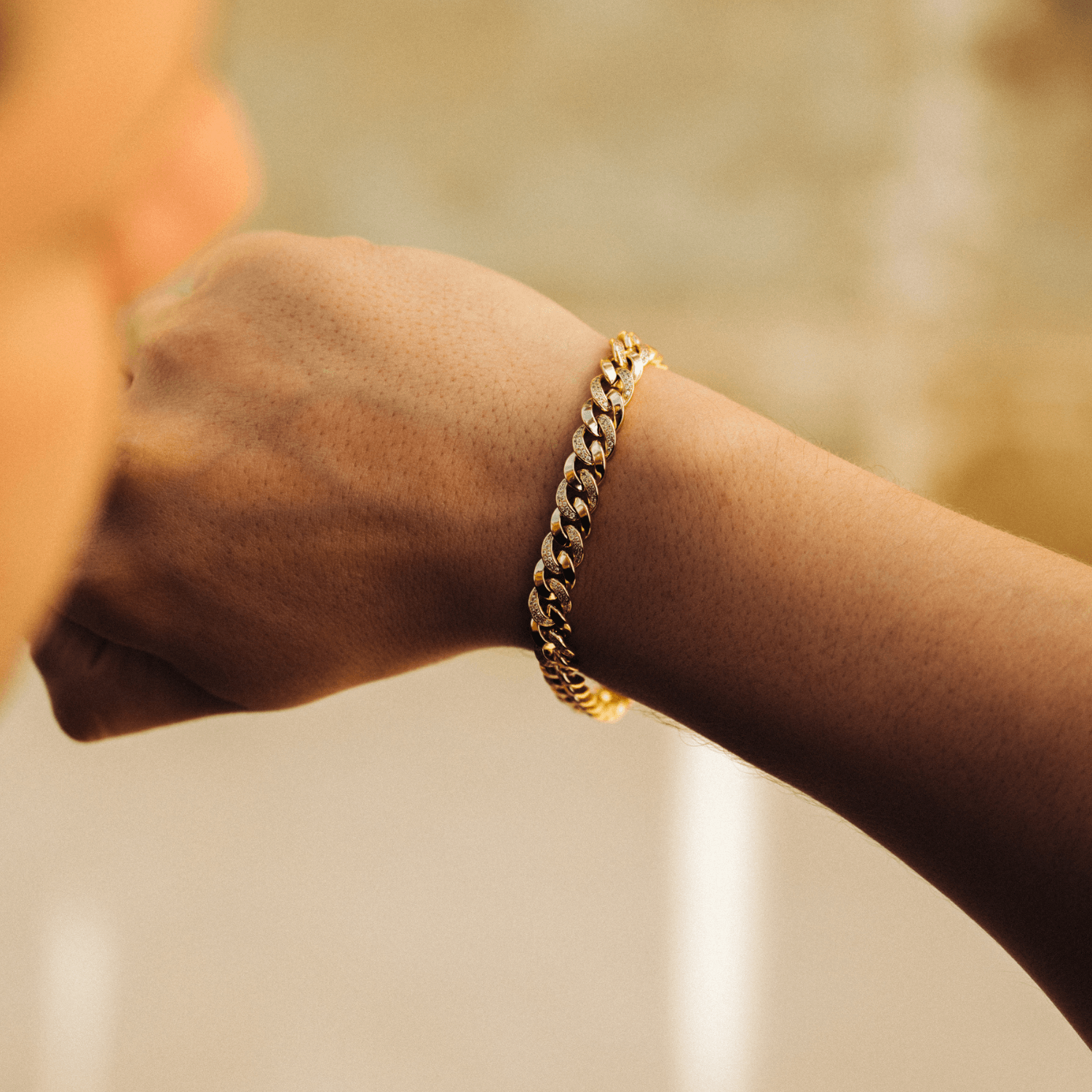 Half Iced Cuban Bracelet (Gold) 8mm