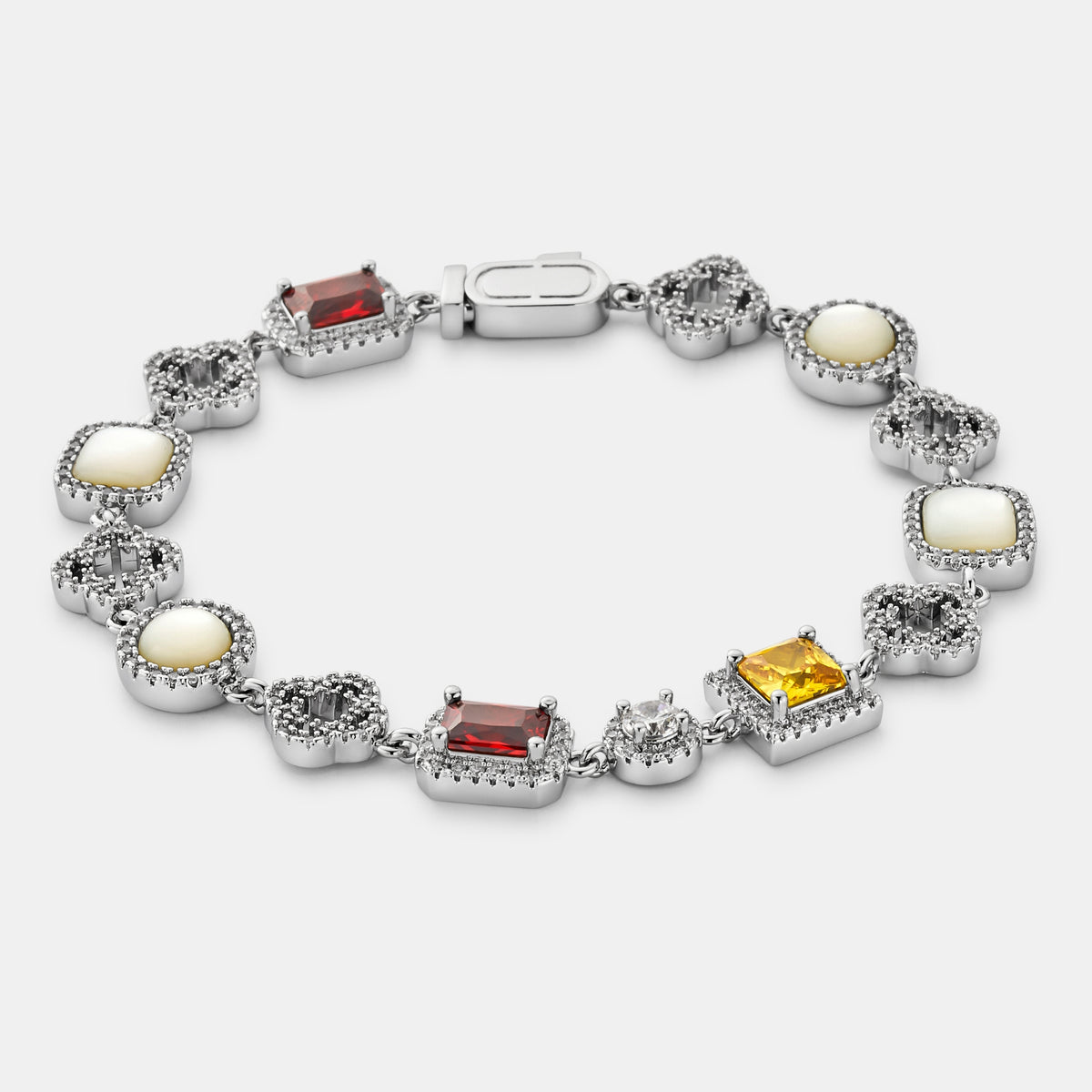 Iced Gemstone Bracelet (Silver)