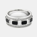 Iced Onyx Band Ring (Silver)