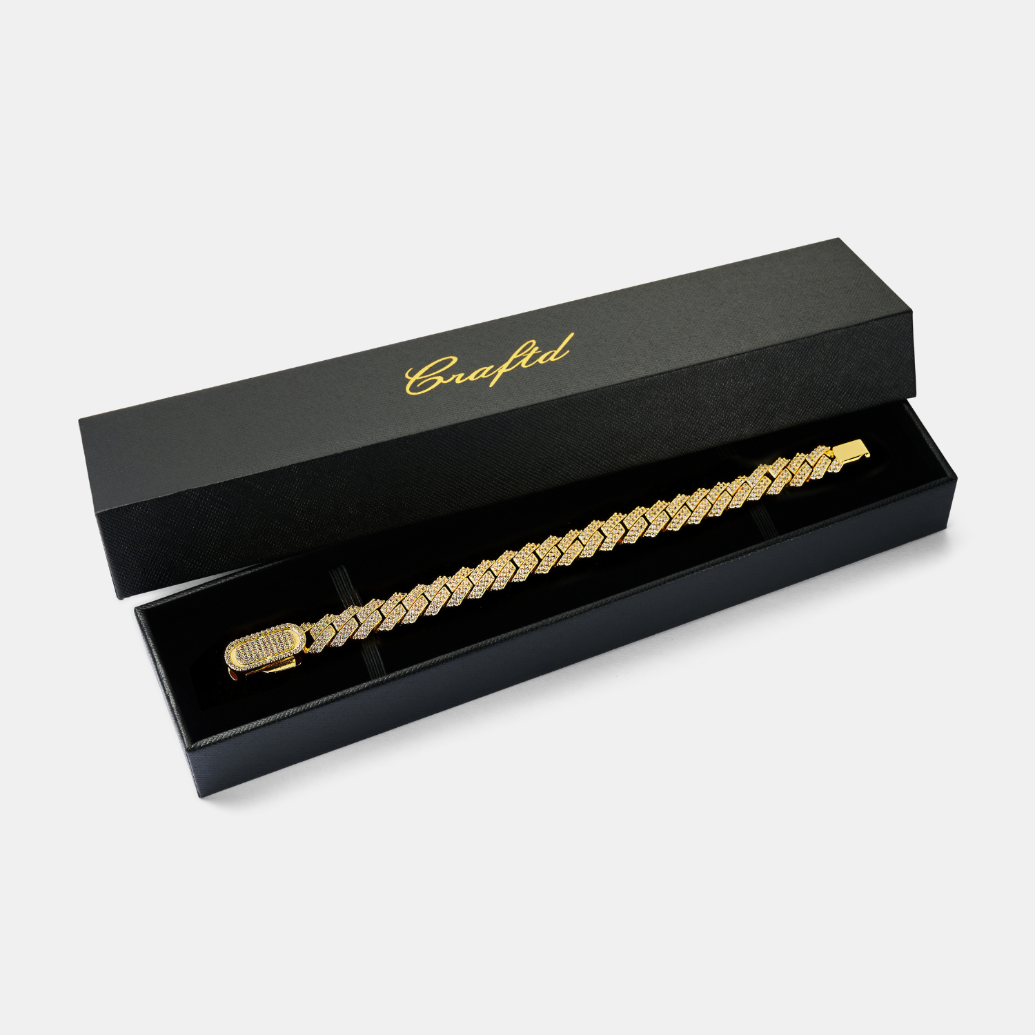 Prong Link Iced Cuban Bracelet (Gold) 12mm
