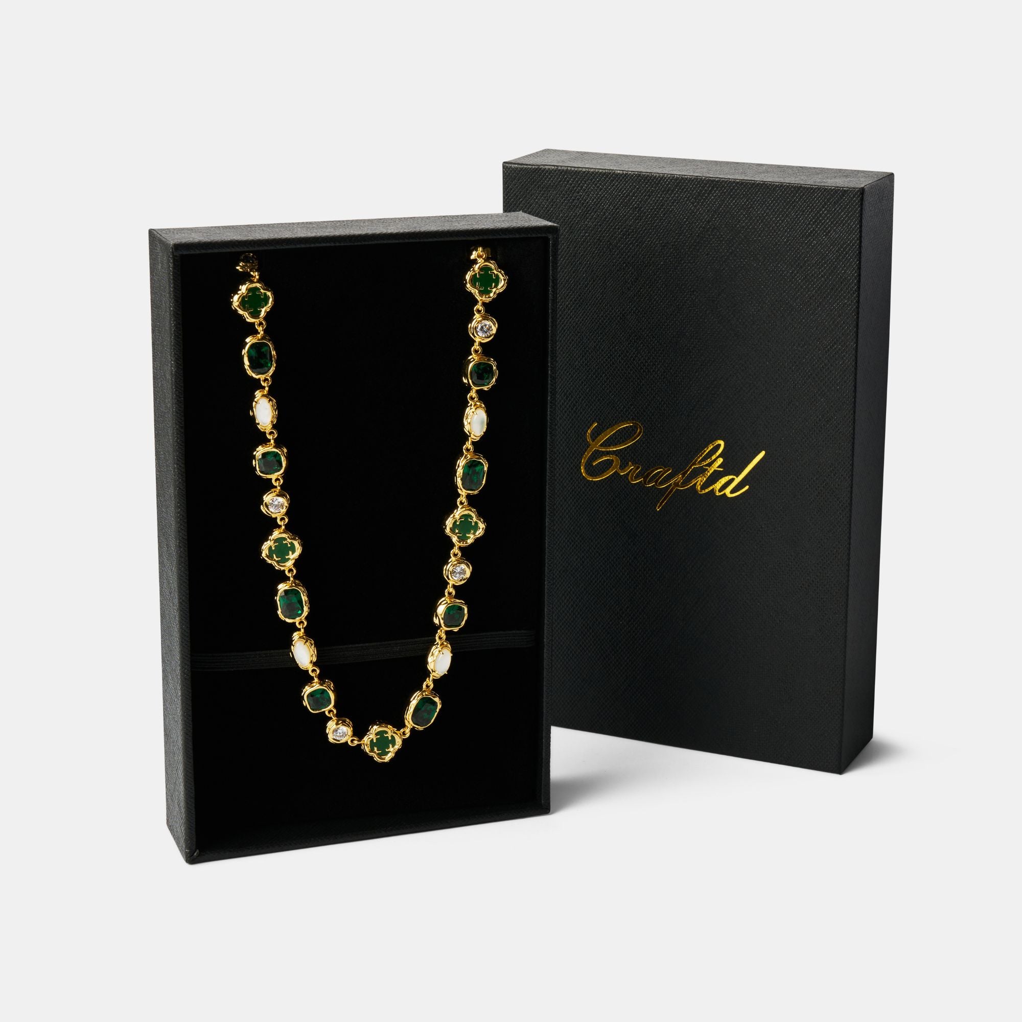 Melted Emerald Gemstone Necklace (Gold)