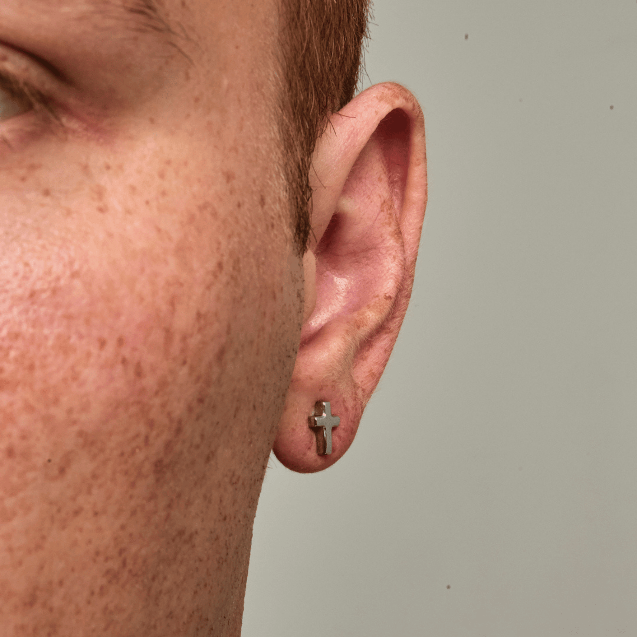 Cross Stud Earring (Silver)