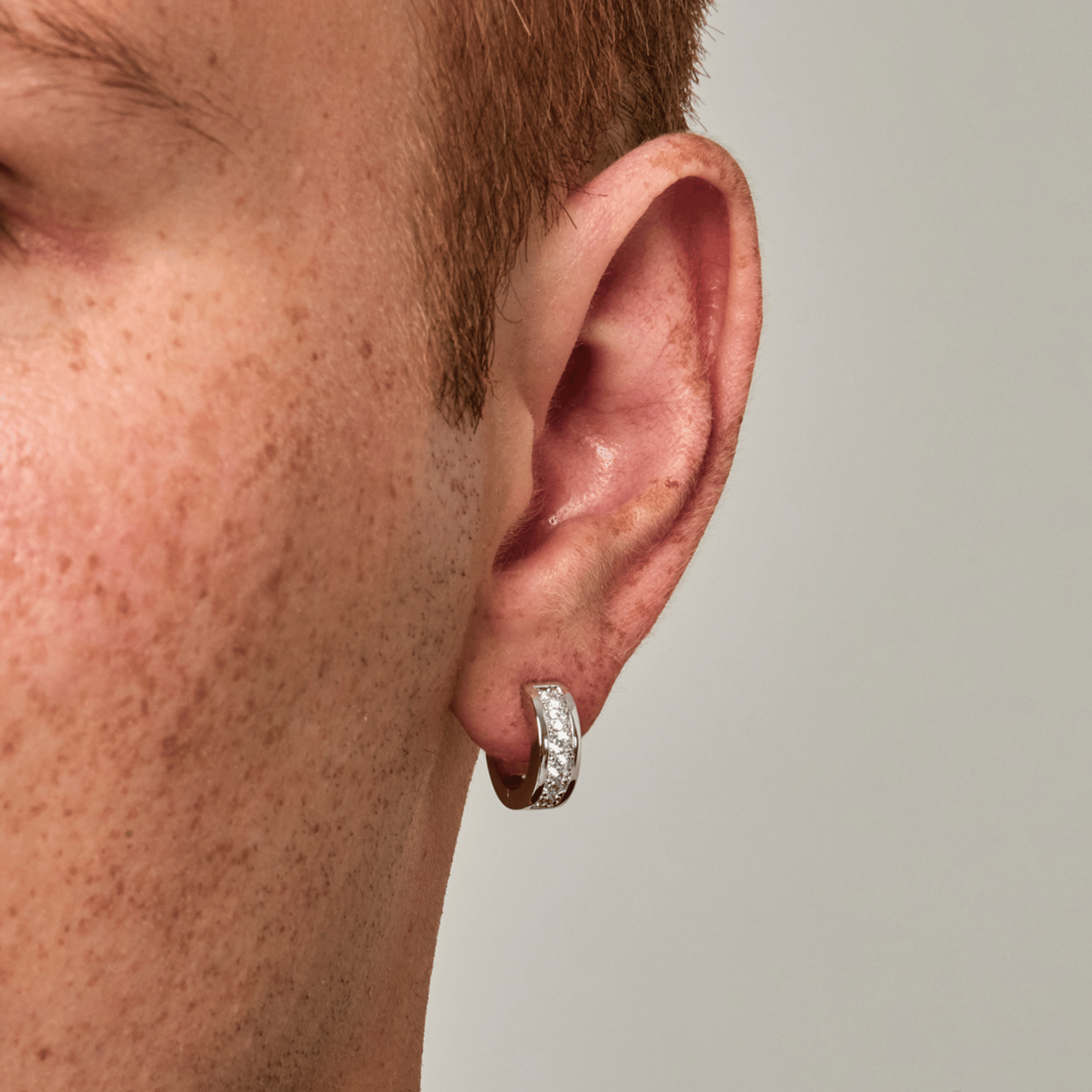 Diamond Hoop Earring (Silver)