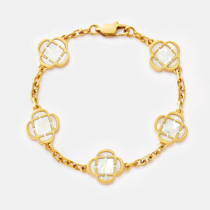 Pulsera de piedra de trébol blanco (oro)