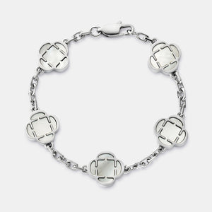 Pulsera de piedra de trébol blanco (plata)
