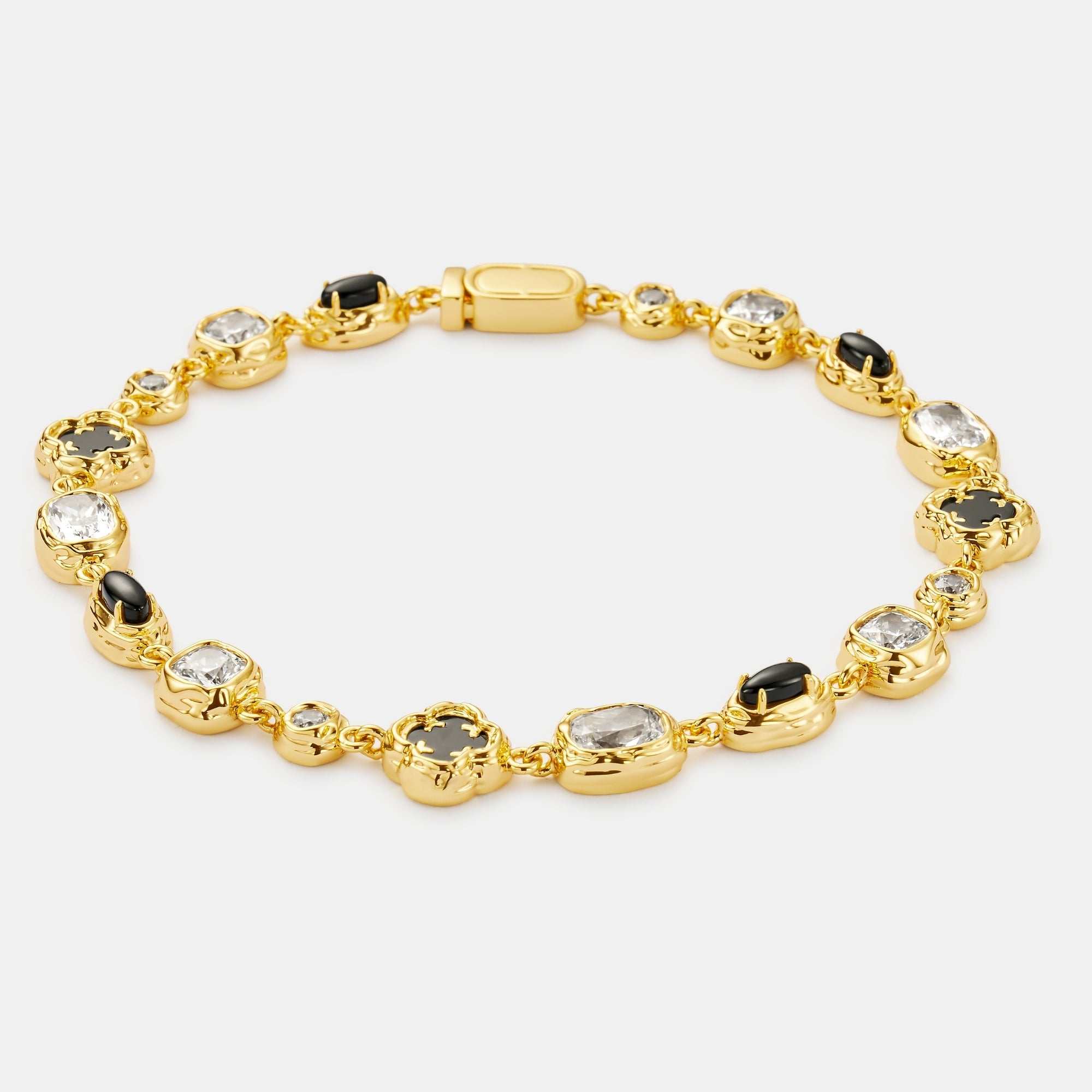 Melted Onyx Gemstone Bracelet (Gold)