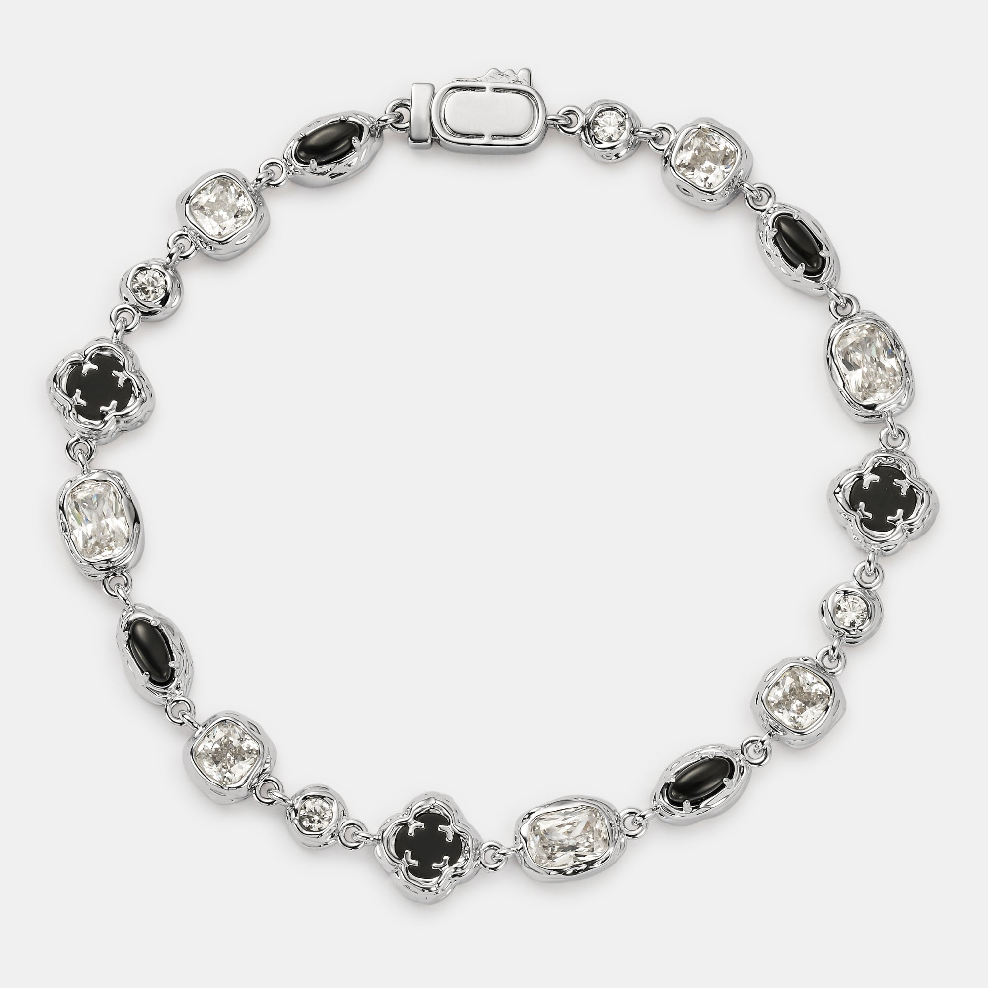 Melted Onyx Gemstone Bracelet (Silver)