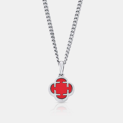 Red Clover Stone Pendant (Silver)