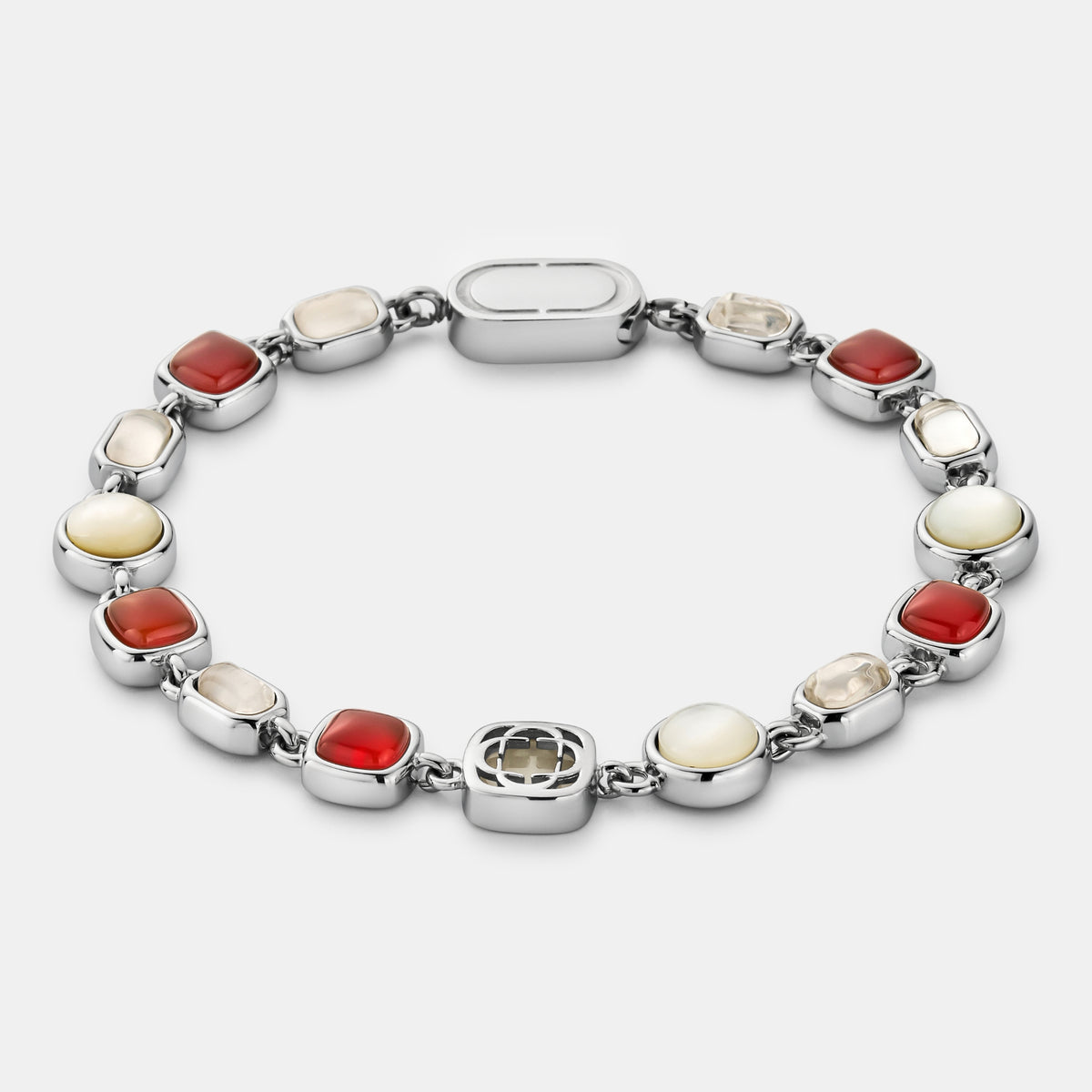 Red Crystal Gemstone Bracelet (Silver)