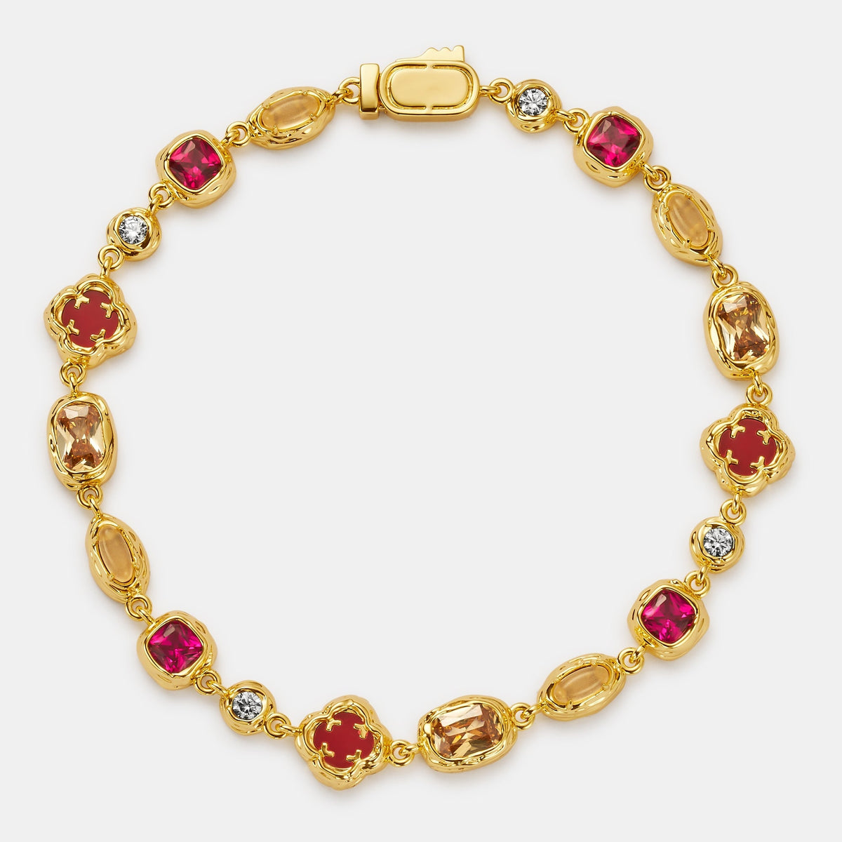 Melted Ruby Gemstone Bracelet (Gold)