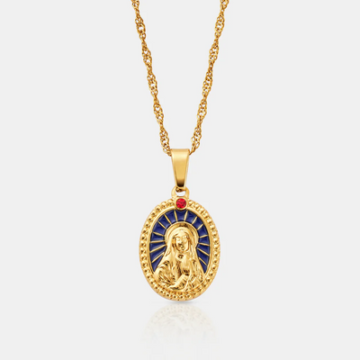 Enamel Virgin Mary + Chain