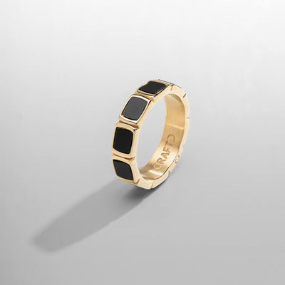 Onyx Stone Band Ring (Gold)