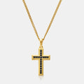 Onyx Stone Cross (Gold)