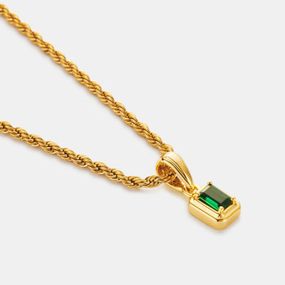 Mini Emerald Stone Rectangle (Gold)