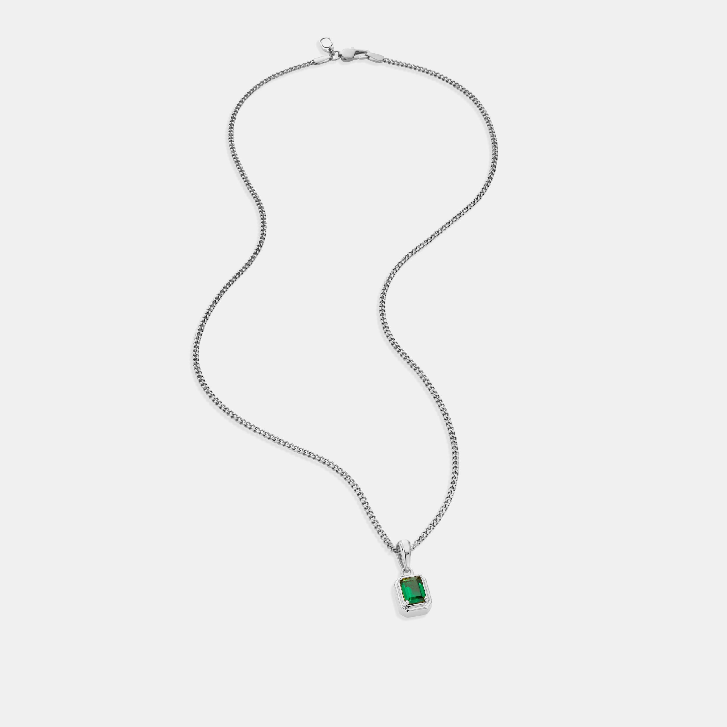 Emerald Stone Rectangle (Silver)