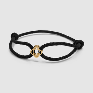 Pulsera de cordón negro (oro)