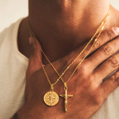 Compass x Crucifix Set (Gold)