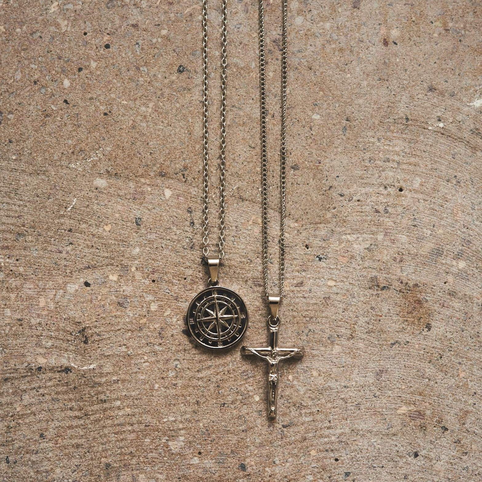 Compass x Crucifix Set (Silver)