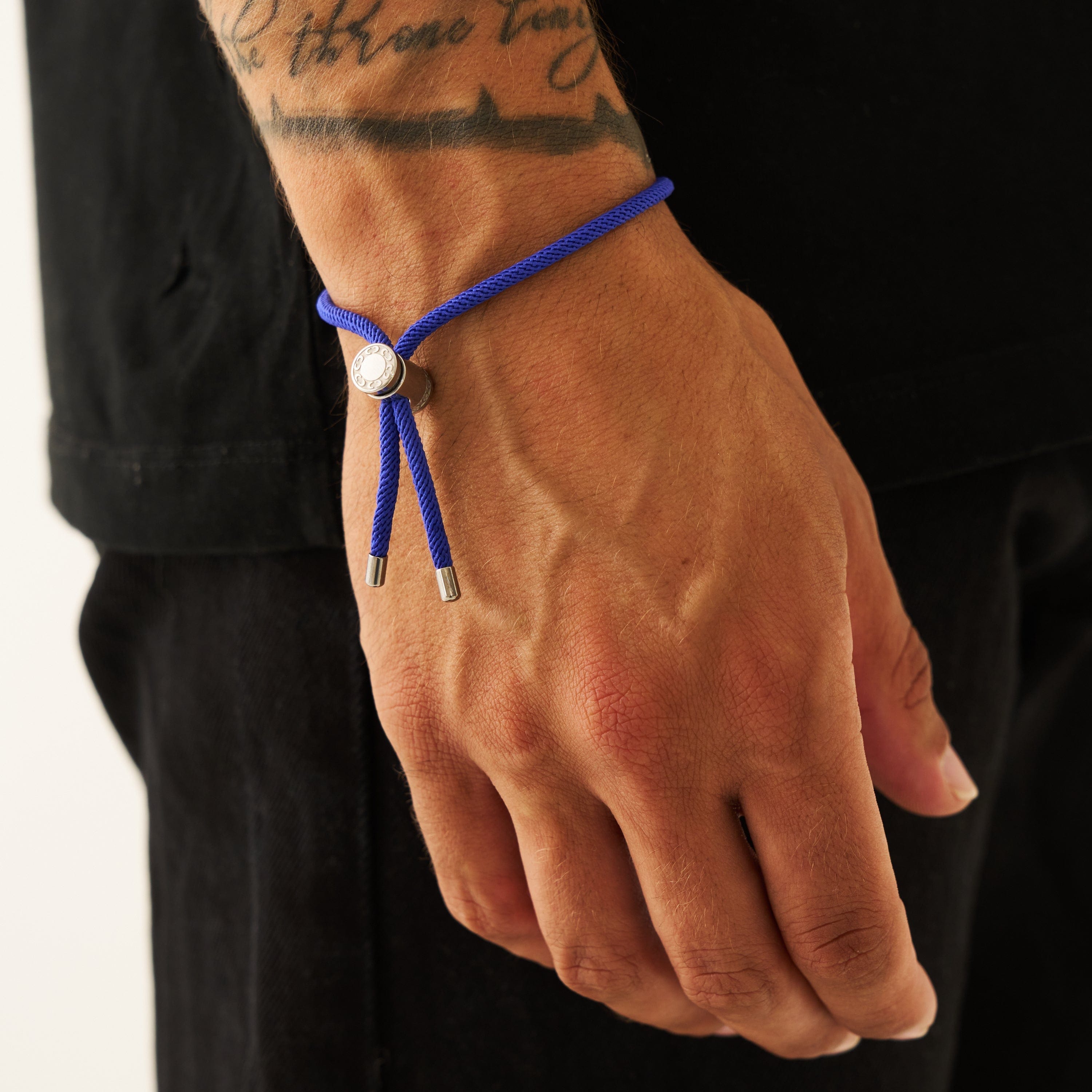 Cobalt Blue Cord Toggle Bracelet (Silver)