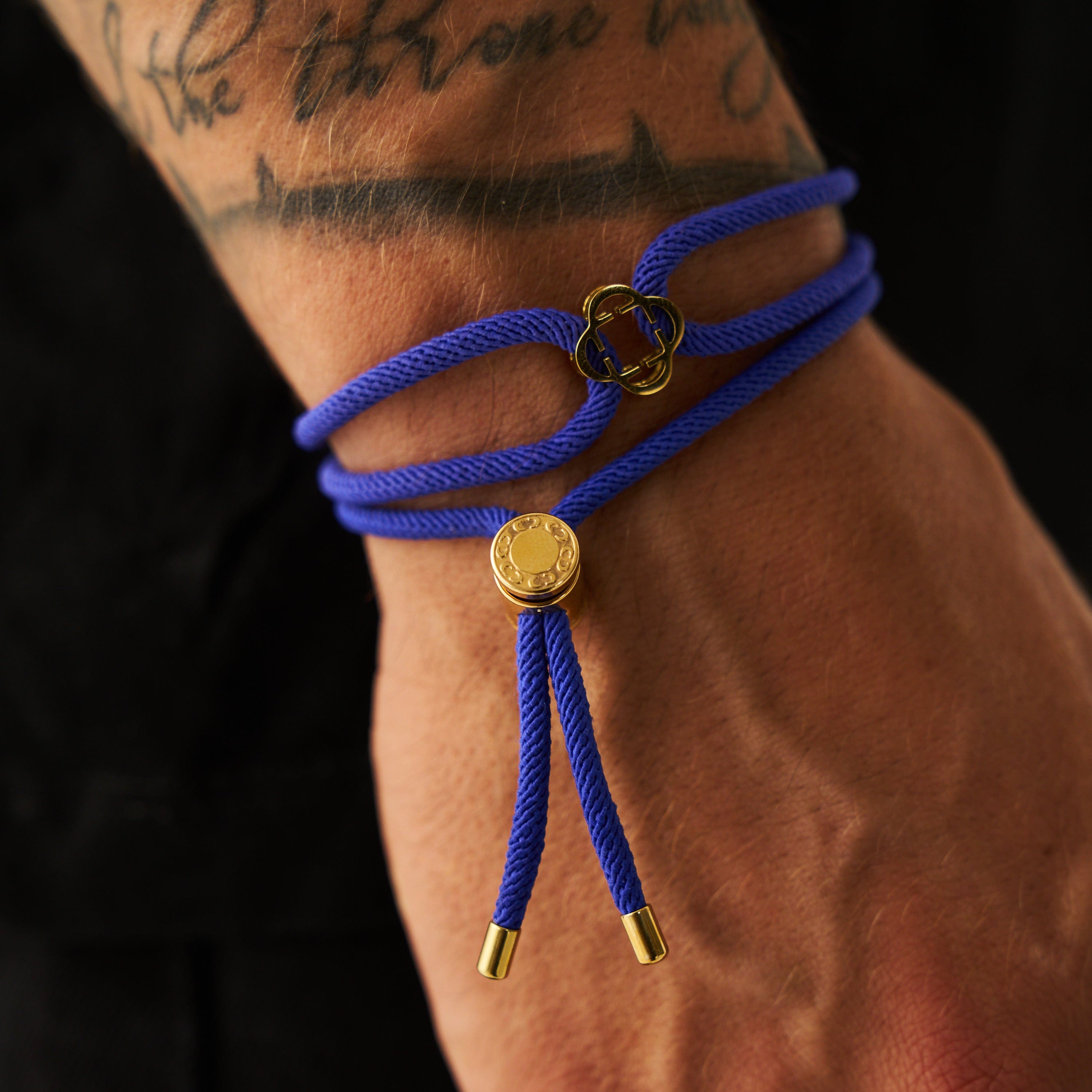 Cobalt Blue Cord Toggle Bracelet (Gold)