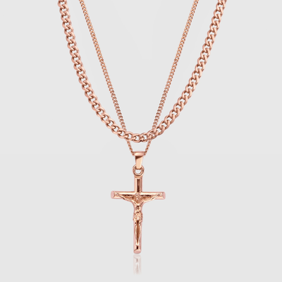 Crucifix and Cuban Set (Rose Gold)