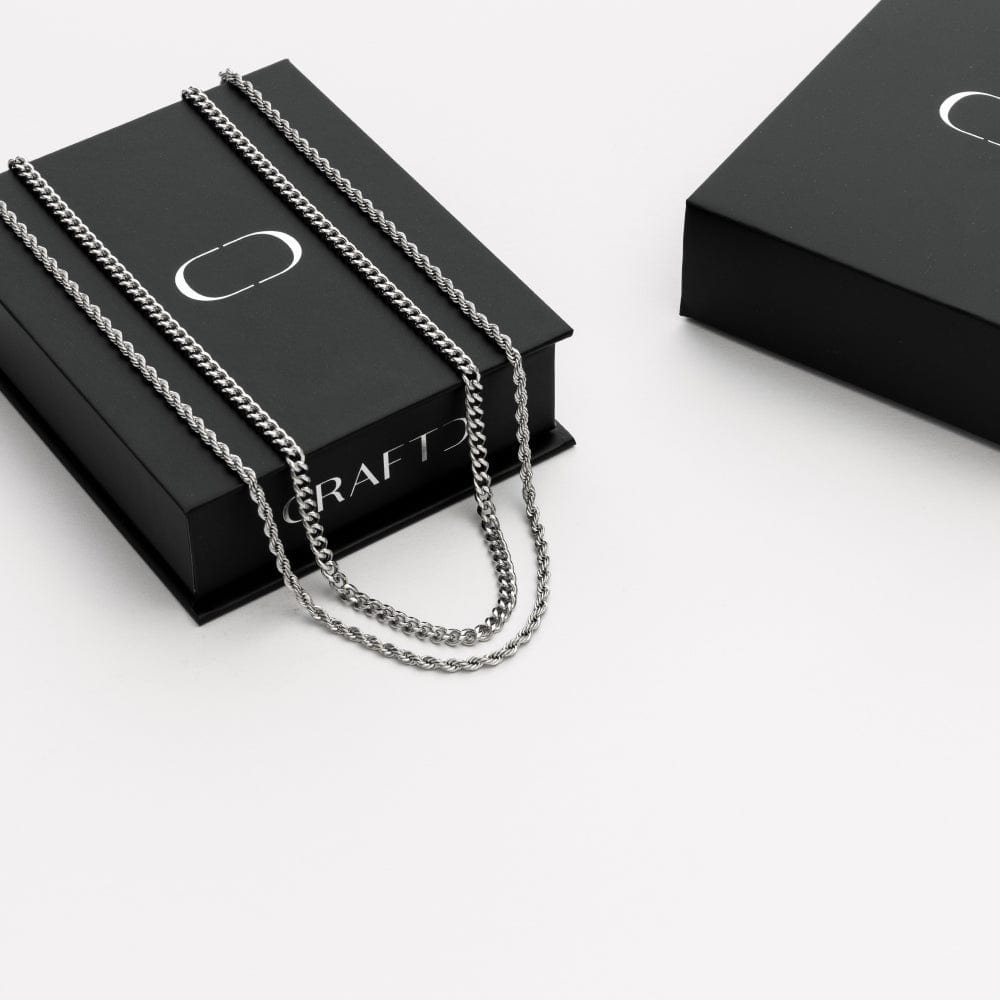 Cuban & Rope Chain Gift Set (Silver)