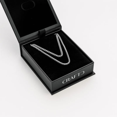 Cuban & Wheat Chain Gift Set (Silver)