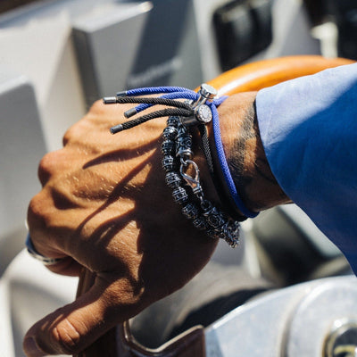 Cobalt Blue Cord Toggle Bracelet (Silver)