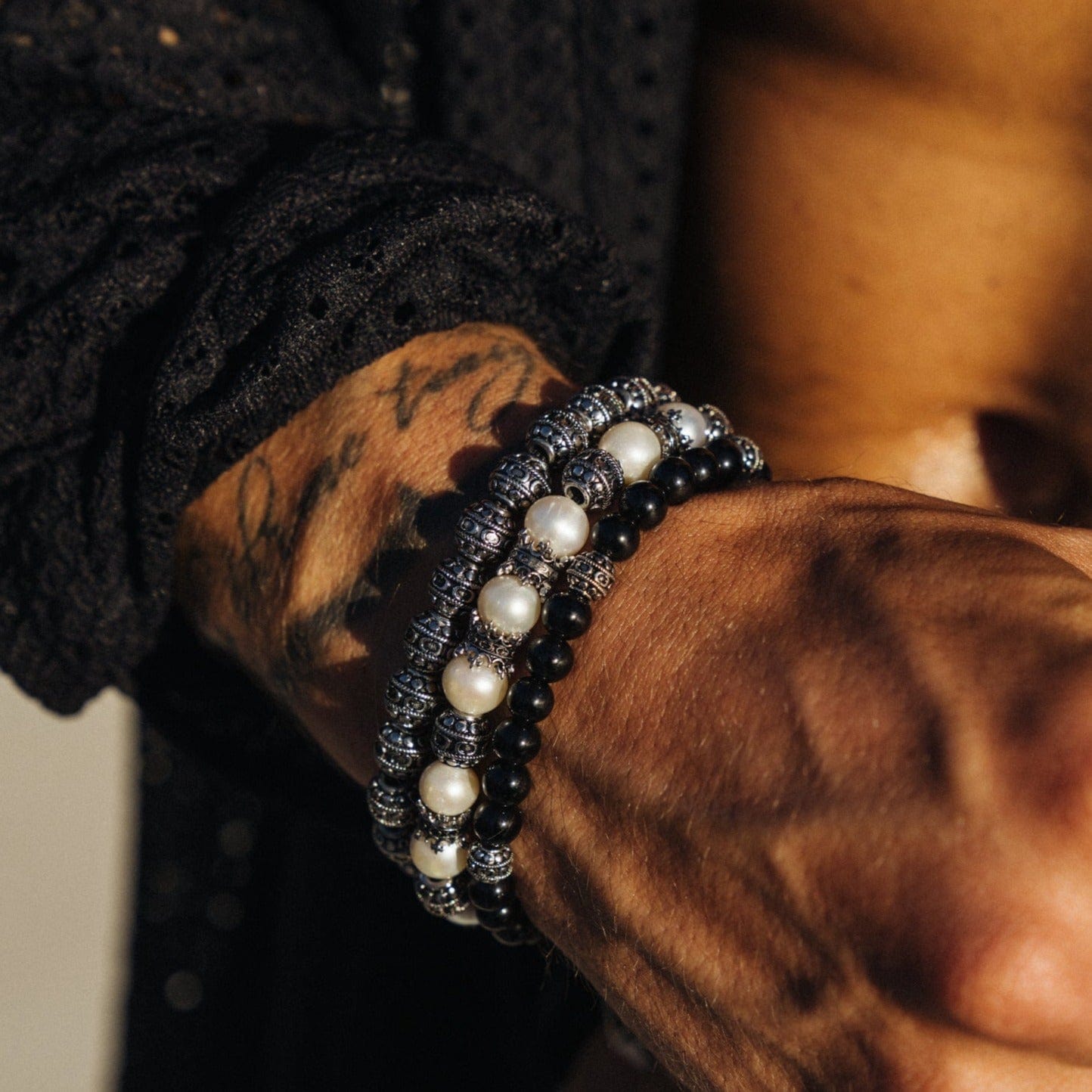 Matte Onyx Stone Bracelet (Silver)