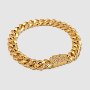 Pulsera cubana con pavé parcial