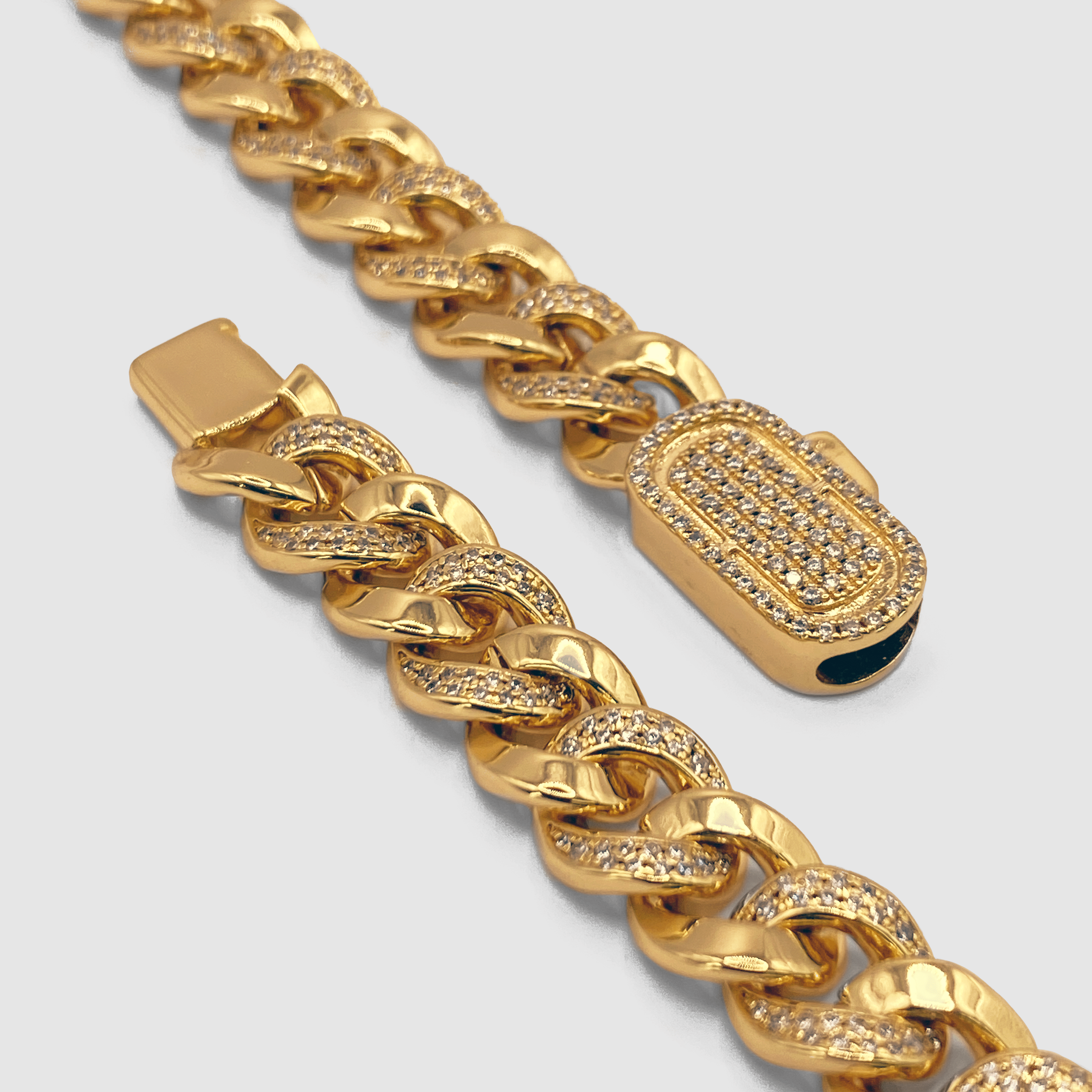 Half Iced Cuban Bracelet (Gold) 8mm
