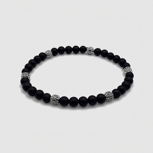 Pulsera de piedra ónix mate (plata)