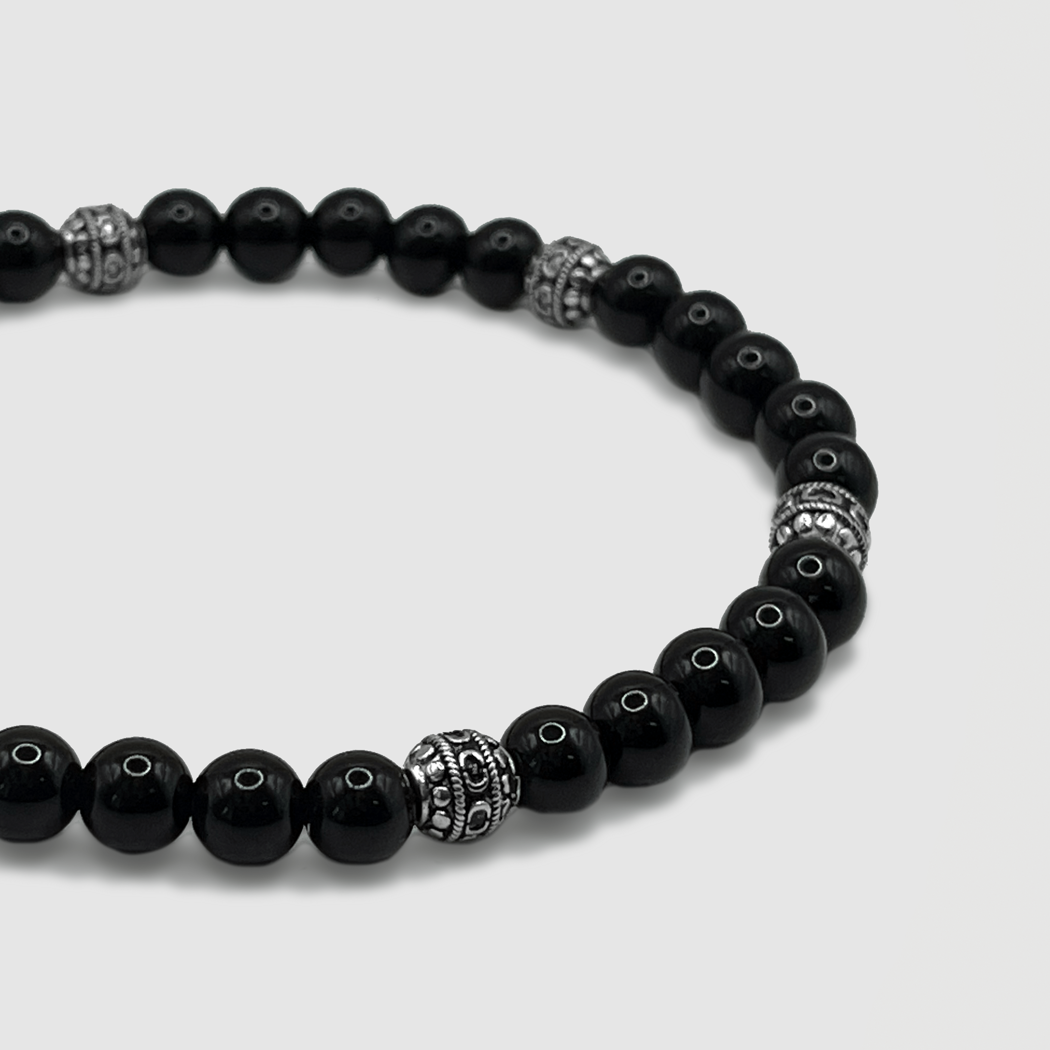Obsidian Stone Bracelet (Silver)