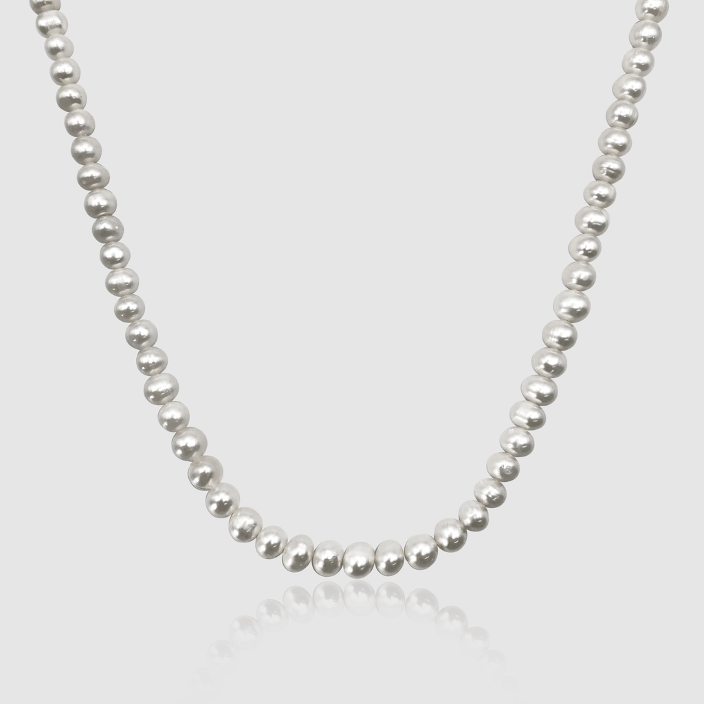 CRAFTD London クラフトロンドン ROUNDED REAL PEARL BRACELET Men's Real Pearl Bracelet (Silver) | CRAFTD London