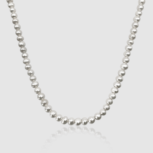 Collar de perlas reales redondeadas (plata)