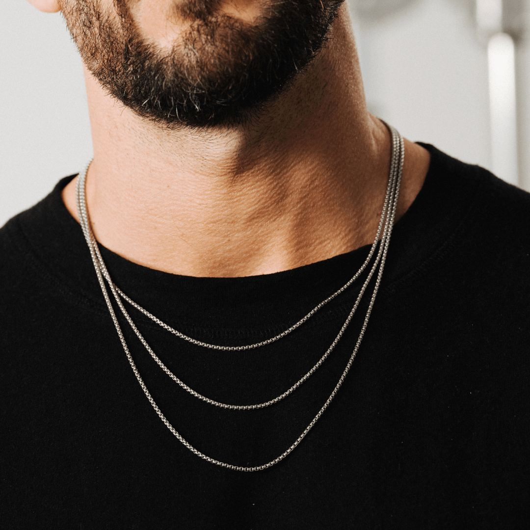 Men's Round Box Chain 2mm (Silver)