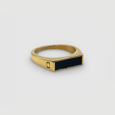 Onyx Rectangle Stone Signet Ring (Gold)