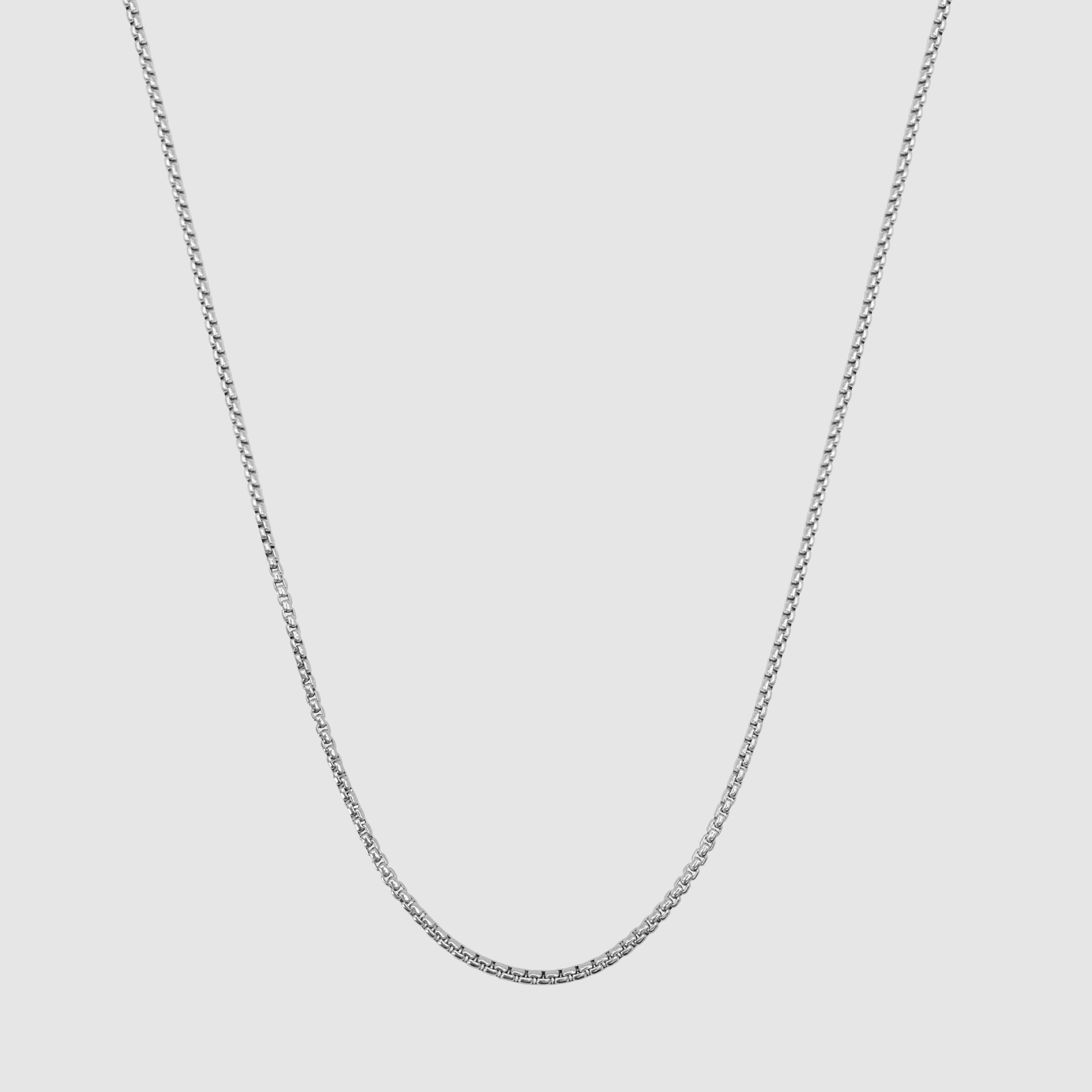 Men's Round Box Chain 2mm (Silver)