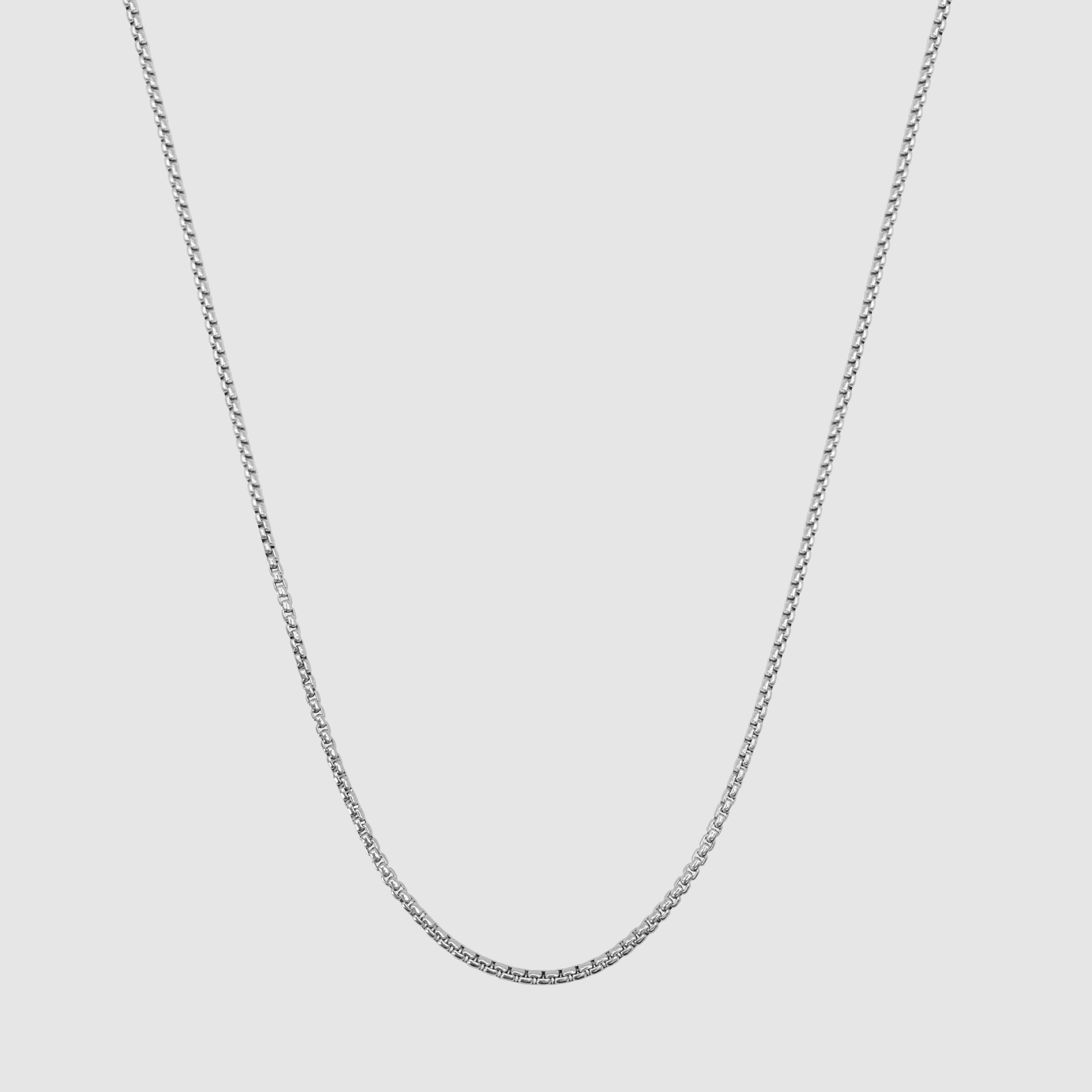 Men's Round Box Chain 2mm (Silver)