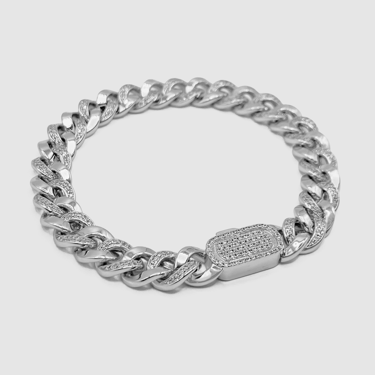 CRAFTDLondon クラフトロンドン PRONG LINK ICED CUBAN BRACELET Prong Link Iced Cuban Bracelet (Silver) 8mm